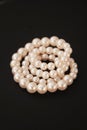 White String Pearls necklace, isolated on black Copy space Royalty Free Stock Photo