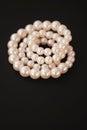 White String Pearls necklace, isolated on black Copy space Royalty Free Stock Photo