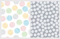 Funny Geometric Vector Pattern with Big Hand Drawn Clorolful Dots Isolated on a White Background. Royalty Free Stock Photo