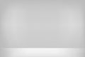 White studio background. Abstract empty room with soft light for product. Simple grey neutral backdrop. Line horizon. Gray gradien Royalty Free Stock Photo