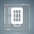 White Studio light bulb in softbox icon isolated on grey background. Shadow reflection design. Square glass panels Royalty Free Stock Photo