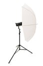 White studio umbrella isolated on the white Royalty Free Stock Photo