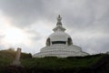 The white stupa and monument at Myohoji temple in Beppu, Japan