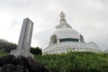 The white stupa and monument at Myohoji temple in Beppu, Japan