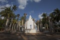 White stupa surrounded by pillars in Mihintale, Sri Lanka Royalty Free Stock Photo