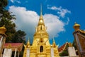 Gold stupa in Buddhist wat temple in Thailand