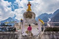 White stupa at Yumthang Valley in Lachung Sikkim, India.