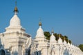 White stupas of Kuthodaw Pagoda in Mandalay Burma Myanmar