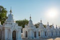 White stupas of Kuthodaw Pagoda in Mandalay Burma Myanmar