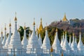 White stupas of Sanda Muni Pagoda in Mandalay Burma Myanmar