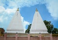 White stupas at the temple in Agra, India