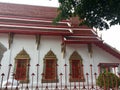 White Stupas. Thai temple. Bangkok . Thailand .