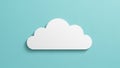 A white stylized cloud cutout rests against a solid light blue background Royalty Free Stock Photo