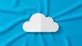 A white, stylized cloud icon is centered on a textured blue background. The cloud is symmetrically Royalty Free Stock Photo