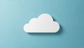 A white stylized cloud shape is centered on a plain blue background Royalty Free Stock Photo