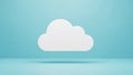 A white stylized cloud shape hovers against a solid light blue background Royalty Free Stock Photo
