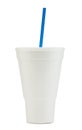 White Styrofoam Soda Fountain Drink Cup with a Blue Straw Royalty Free Stock Photo