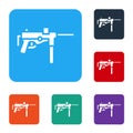 White Submachine gun M3, Grease gun icon isolated on white background. Set icons in color square buttons. Vector