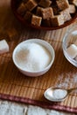 White  sugar in a bowl on the table Royalty Free Stock Photo