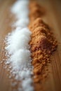 White Sugar and Brown Sugar on Wood AI-GENERATED Royalty Free Stock Photo