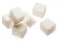 White sugar cubes on white background. Macro picture Royalty Free Stock Photo