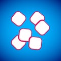 White Sugar cubes icon isolated on blue background. Sweet, nutritious, tasty. Refined sugar. Vector