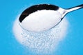 White sugar Macro Blue background Royalty Free Stock Photo