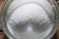 White sugar in particles super close up, macro Royalty Free Stock Photo