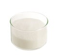 White sugar in round glass bowl