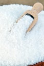 White sugar in the wooden spoon Royalty Free Stock Photo