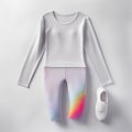 White Suit With Rainbow Print: Digital Gradient Blends And Ballet Academia Style Royalty Free Stock Photo