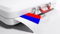 White suitecase with russian flag - 3D rendering illustration