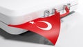 White suitecase with turkish flag - 3D rendering illustration