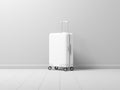 White Suitcase Luggage mockup in white room