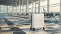 The white suitcase in terminal.AI generated image Royalty Free Stock Photo