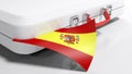 White suitecase with spanish flag - 3D rendering illustration