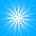 White sunlight on blue background. Sunshine cover jpeg illustration with dazzling radiance. Solar banner with rays from Royalty Free Stock Photo