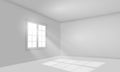 White sunlit empty room template.