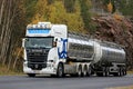 White Super Scania R620 Tank Truck on the Road