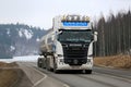 White Super Scania R620 Tank Truck at Spring