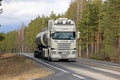 White Super Scania Tanker on Rural Road Royalty Free Stock Photo