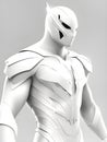 white superhero with white armor. 3d illustration