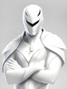 white superhero with white armor. 3d illustration