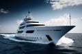 White superyacht at sea copy space. ai generative