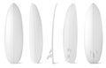 White surfboard front, side and back view Royalty Free Stock Photo
