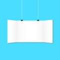 White surround hanging poster on blue background