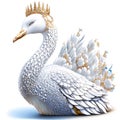 White swan on a white background. 3d rendering, 3d illustration. AI generated Royalty Free Stock Photo