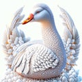 White swan on a white background. 3d rendering, 3d illustration. Generative AI Royalty Free Stock Photo