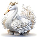 White swan on a white background. 3d rendering, 3d illustration. Generative AI Royalty Free Stock Photo