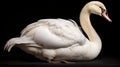 White Swan On Black: Dusseldorf School Inspired Naturalistic Animal Painting